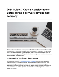 2024 Guide: 7 Crucial Considerations Before Hiring a software development company