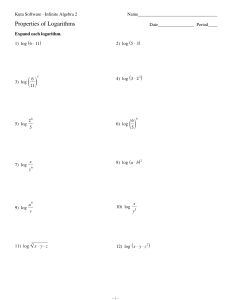 Properties of Logarithms Worksheet