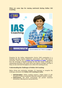 What are some tips for staying motivated during Online IAS Coaching