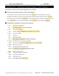 Present Continuous & Gerund/Infinitive Worksheet