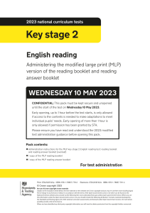 Key Stage 2 English Reading Test Admin Instructions