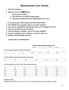 BONUS Memorization Test- study version