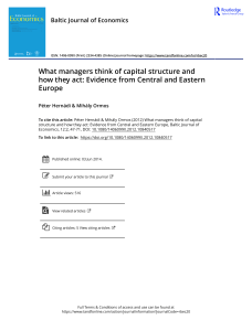What managers think of capital structure and how they act Evidence from Central and Eastern Europe