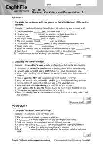 English File Upper-Intermediate Test: Grammar, Vocab, Pronunciation