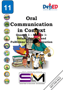 Oral Communication Module: Nature, Process, Functions