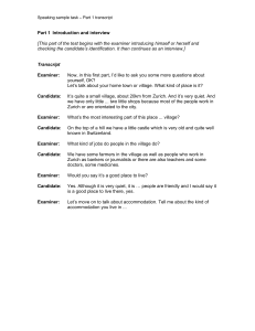 Speaking Sample Task Part 1 Transcript