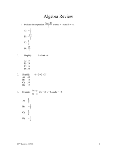 Algebra 2 Summer Assignment 2022