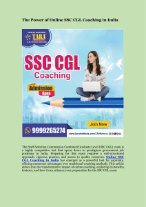 The Power of Online SSC CGL Coaching in India