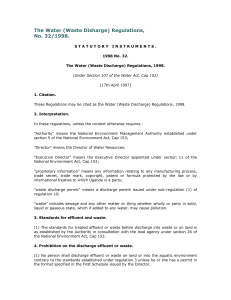 The Water Waste Discharge Regulations 1998