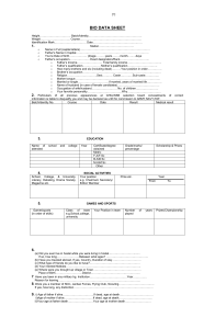 BIO DATA SHEET