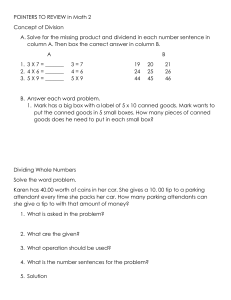 Math Division Worksheet for Elementary School