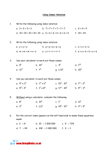 Index Notation Worksheet: Math Exponents Practice