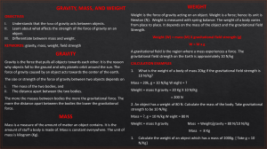 Gravity, Mass, and Weight Worksheet