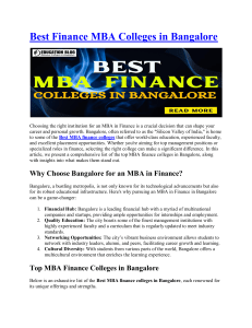 Best Finance MBA Colleges in Bangalore