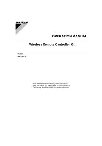 Daikin Wireless Remote Controller Kit Operation Manual BRC7E818