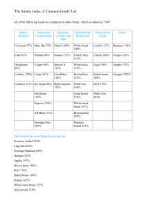 Satiety Index of Common Foods Table