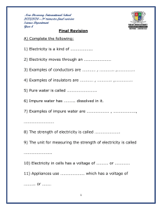 Y4 Science Revision Sheet T3