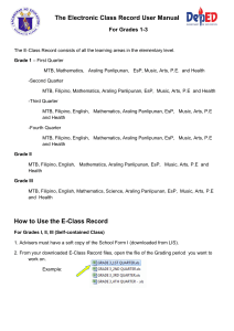 The Electronic Class Record User Manual Grade 1-3 (Self-contained Class) 