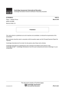 IGCSE Economics Mark Scheme 0455/12 March 2019