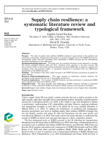 Supply Chain Resilience Literature Review