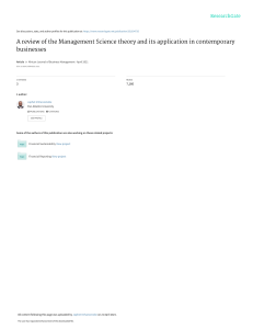 A review of the Management Science theory and its application in contemporary businesses