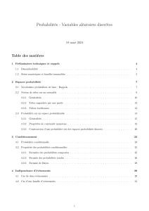 Probabilités et Variables Aléatoires Discrètes