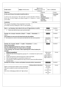 Ratio and Proportion Lesson Plan for Grade 8