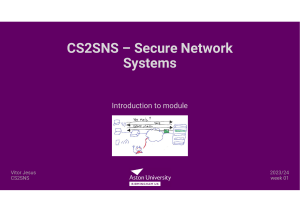 Secure Network Systems Module Intro