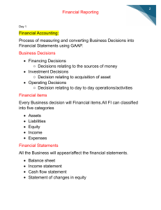 Financial Reporting: Accounting Principles & Statements