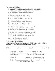 Grammar Worksheet: Subject-Verb Agreement