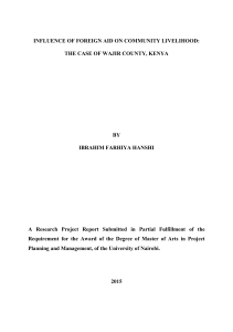  IBRAHIM Influence of foreign aid on community livelihood  the case of Wajir county, Kenya