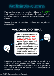 Definindo e validando o tema