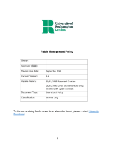 Patch Management Policy - University of Roehampton