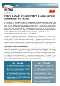 CDM & North-South Cooperation: Technology & Finance Policy Brief