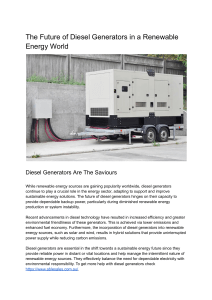 Diesel Generators in Renewable Energy: Benefits & Efficiency