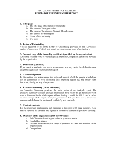 Format of Internship Report  MGTI619