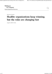 Healthy organizations keep winning, but the rules are changing fast   McKinsey