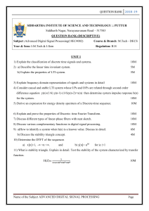 Advanced Digital Signal Processing Question Bank