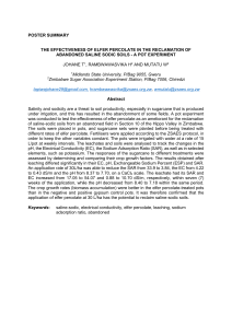 The effectiveness of elfer percolate as an amendment of saline sodic soils