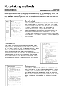 Note-taking methods ASC