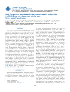 Nisin Z attenuates lipopolysaccharide-induced mastitis by inhibiting ERK and p38 mitogen acivated protein