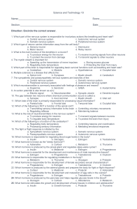 Science and Technology 10 quiz-endocrine