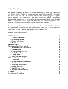 MATLAB Tutorial for Signals and Systems Analysis