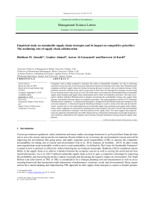 Sustainable Supply Chain Strategies & Competitive Priorities