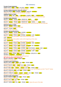 SQL Summary FULL