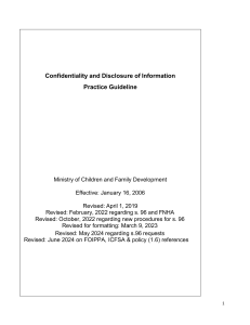 Confidentiality & Disclosure Practice Guideline