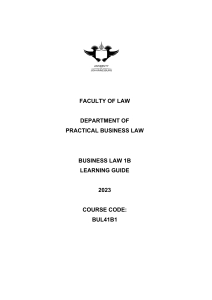 Business Law 1B Learning Guide 2023