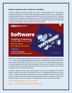 Software Testing Essentials: A Beginner's Handbook