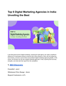 Top 6 Digital Marketing Agencies in India  Unveiling the Best