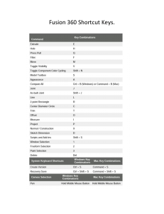 Fusion 360 Shortcut Keys Reference Sheet